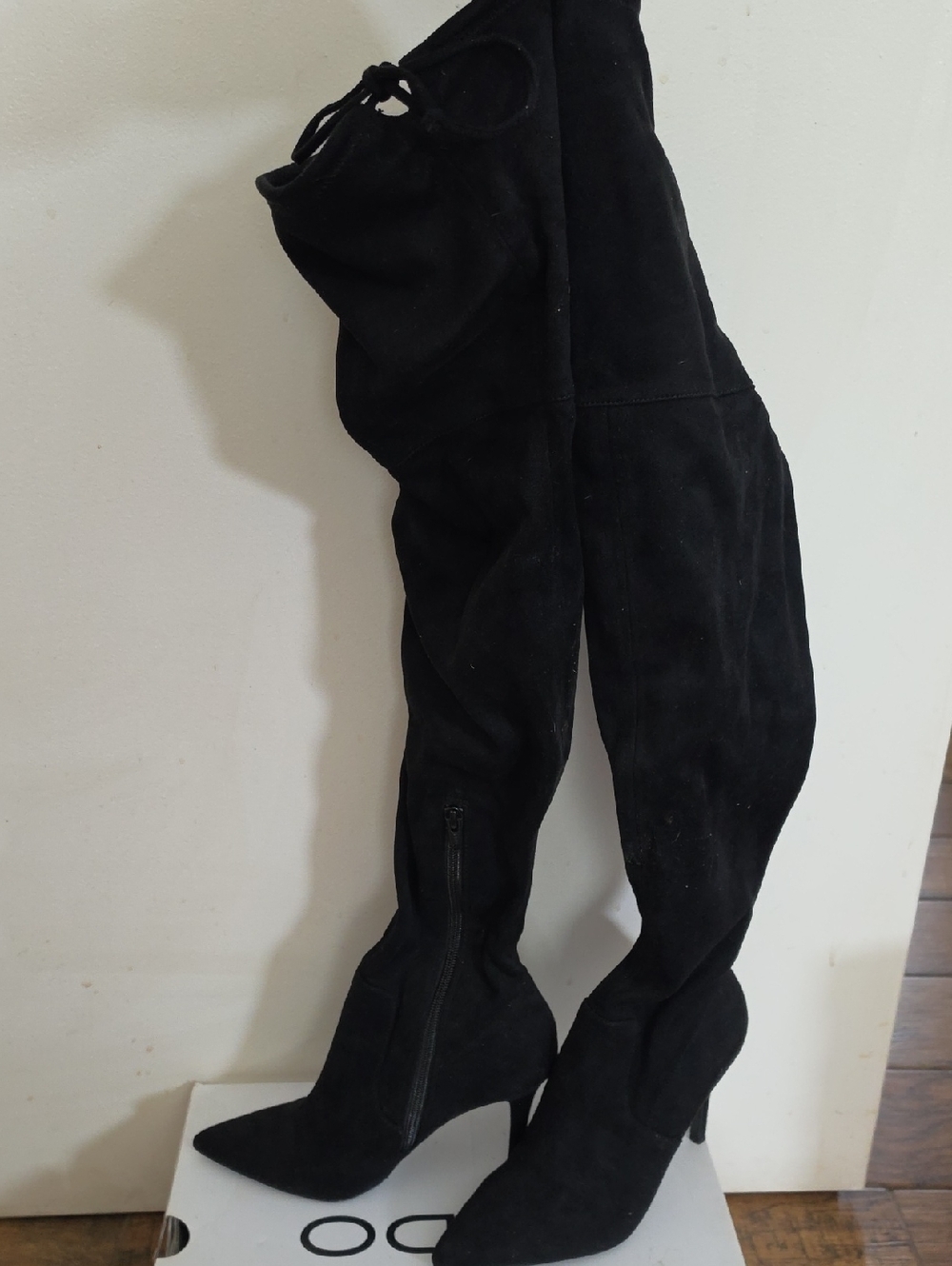 Aldo Black Suede Over-the-Knee Pointed Stiletto Boots